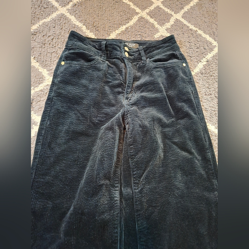 Judy Blue Corduroy Pants Women Sz 5/27 Wide Leg High Rise Emerald Green Stretch - Picture 3 of 12